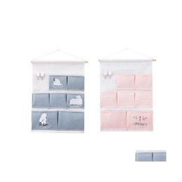 Organisateurs de porte d'armoire Tissu en lin de coton Tenture murale Pochettes de rangement pour la maison Armoire Placard 7 poches Livraison directe Jardin Houseke Otdzi