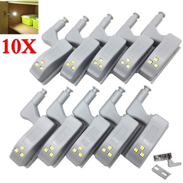 Lumière de l'armoire 10pcs LED à charnière intérieure lampe sous les lumières du capteur de placard de garde-robe universelle pour la placard de cuisine de chambre à coucher