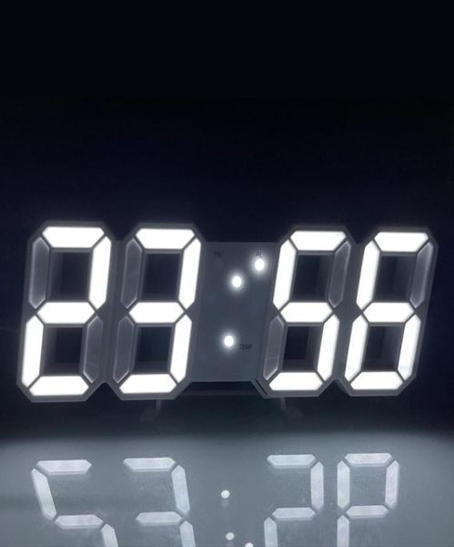 Luz del gabinete Reloj digital LED 3D Modo nocturno brillante Brillo Reloj de mesa electrónico ajustable Reloj despertador con pantalla de 2412 horas 3234545