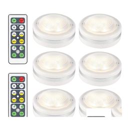 Cabinet Light 6 Pack Wireless LED Puck Lights met afstandsbediening Dimable Lighting Battery Powered Closet Under Count Otbvy