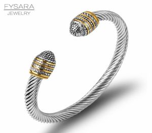Câble Fysara Bangle 15 Design manchette de marque classique torsadée pour femmes bracelets noirs des hommes DesigyTBB6247612