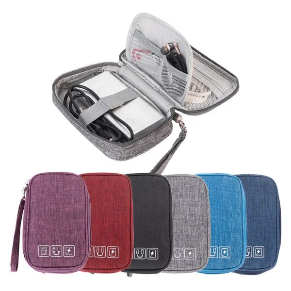 Sac de rangement pour gadgets de câbles, sac de rangement pour chargeur de fils, disque dur numérique, carte SD USB, étui pour écouteurs électroniques portables, pochette de voyage