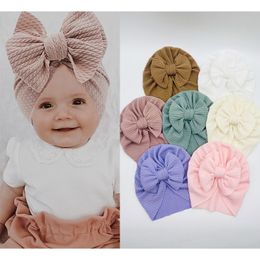 Kabel Knit Knoop Bows Baby Bandana Tulband Hoofdband Babes Donuts Hoed Kinderen Meisjes Baby Beanie Caps Baby Haar Accessoires