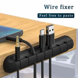 Organizador de cables, soporte de silicona, Micro USB tipo C, soporte organizador de escritorio para ratón, teclado, auriculares, organizador de cables