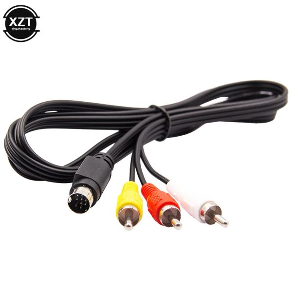 Câbles 1,5 m Retrobit AV RCA Câble vidéo audio pour Sega Genesis 2 3 III Cordon de connexion 3RCA à 9 broches Cabin de jeu plaqué or