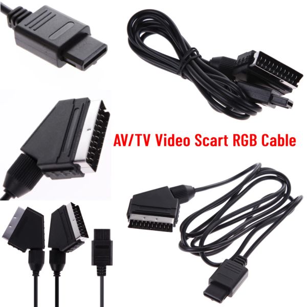 Cables 1.8m AV/TV Video SCART RGB Cable Gaming Euro Euro SCART enchufe cable de video estéreo para Nintendo SNES GAMECUBE y consola N64