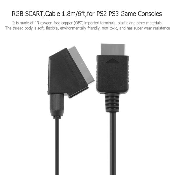 Cables 1.8m RGB Cable TV Cable TV AV Cable Cable Cable TV Cable AV Cable para PS2 PS3 Consolas de juegos