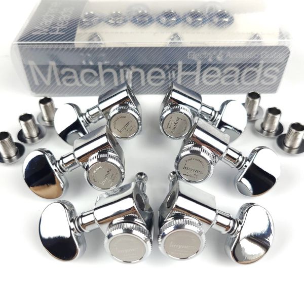 Câbles 1 Set Kaynes 3R3L Verrouillage Guitare électrique Hine Heads Taillers pour LP SG Lock String Tuning Pegs Chrome Sier