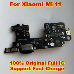 Câbles 100% d'origine IC Full IC USB Port Flex Cable Flex pour Xiaomi MI 11 MI11 CARCHER AVEC SIM CARTE SLOT SOLDER + MICROPHONE