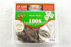 Câbles 100pcs Alice AP100S 0,3 mm Big Triangle Chrome Metal en acier inoxydable Picks Guitare électrique Bass Plectrums