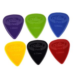 Câbles 100pcs Alice Glossy Antiskide Nylon Guitare Plectrums 0,581,5 mm 6 Gauges mélangées