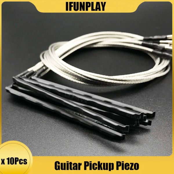 Cables 10pcs 6 cuerdas Puente de guitarra acústica Saddle Rod Piezo Folk Guitarra Eq Pickup Accesorios de guitarra Piezo Druta envío