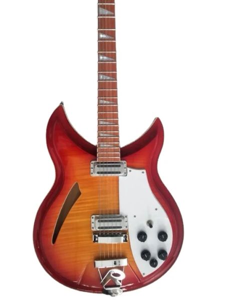 Câbles 12 String Model 381 Guitare électrique Flame Maple Top Semi Hollow Body 2 Toaster Rickenbacker Pickups