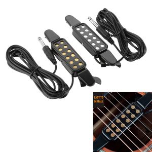 Câbles 12Sound Hole Guitar Pickup Acoustic Electric Transducteur pour la guitare acoustique Préampli magnétique avec contrôle du volume de tonalité, câble audio
