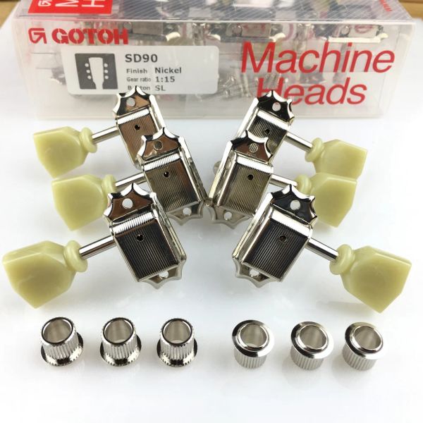 Cables 1set GOTOH GOTOH 3R3L Vintage Deluxe Electric Machine Heads Tuners SD90 PEGS (con embalaje)