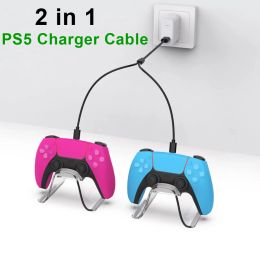 Câbles 2 en 1 Câble de chargeur de type C pour le contrôleur de boîte de jeu PS5 VR2 avec câble de chargement de 80 cm Longueur PS5 Cordon de chargeur