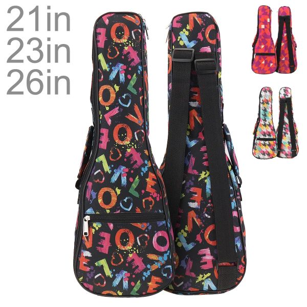 Câbles 21/23/26 pouces Sac ukulélé portable 3 Types Durable 10 mm Soft Case Gig Ukulele Mini Guitar Sac à dos imperméable