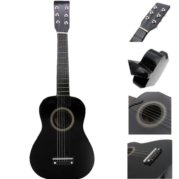 Câbles 23 pouces folk guitare acoustique instrument de musique mini guitare pour les enfants débutants guitare de la musique musicale (noir / rouge)