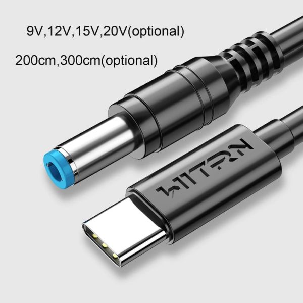 Cables de 2 m Longitud USB C/Typec PD a 12V 20V 5.5x2.5 mm Cable del convertidor de cable de alimentación para la computadora portátil LET Typec PD Cable