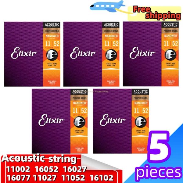 Câbles 3/5 pcs populaires parties musicales Elixir Strings de ballades acoustiques 16002 11002 Rock Rock Guitar Electric Guitar Digital String 19052 12052