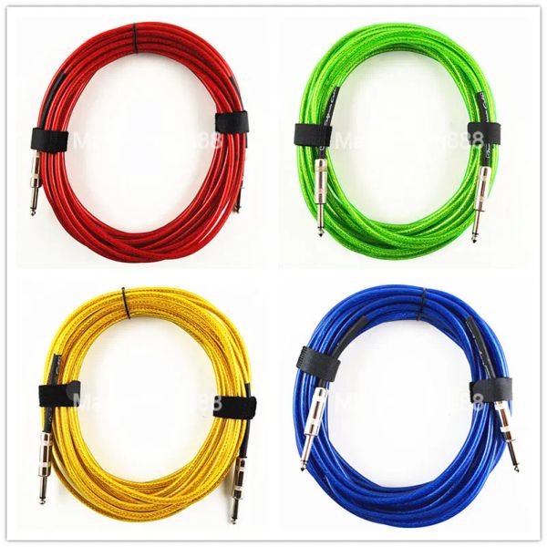 Câbles 3/6 / 10m rouge / jaune / vert / bleu transparent de guitare transparente Amplificateur de câble de câble instrument Câble Instrument bas Boundage