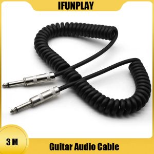 Câbles livraison gratuite 3M Spring Guitar Câble Audio Professionnel 6.35 à 6,35 mm Bruit électrique Guitarra Réduire le câble Music Instrument