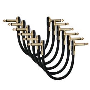 Kabels 3 stc/6 st gold vergulde gitaar patch kabel rechts hoek oxygenfree 10/30 cm 1/4 gitaar audiokabel voor elektrische basgitaarpedalen