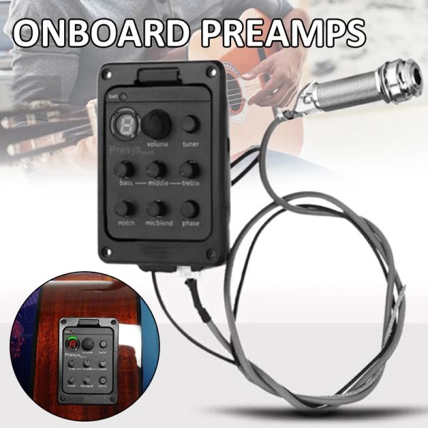 Cables 4 bandas 301 EQ Tuner Piezo Mic Mic Blend Guitar Guitar Pickup Preamp LCD Tune Guitar Control System Accessorios de guitarra Soporte de guitarra