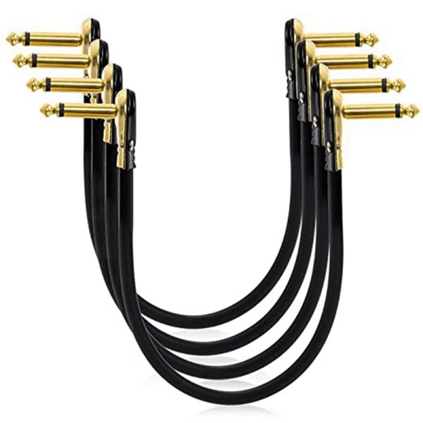 Câbles 4 pack guitare Ligne de saut de guitare noire Câbles de guitare noire Connecteur de crêpe doré