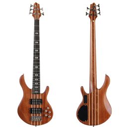Kabels 43inch sapele top elektrische bas gitaar gitaar actief 5 strings okoume houten body met fret mat bass gitaar met pick -up
