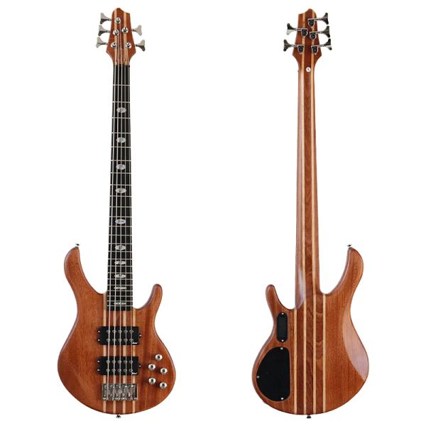 Câbles 43 pouces sapele top guitare basse électrique active 5 cordes okoume body wood with fret mate bass guitar with pick up