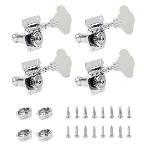 Câbles 4pcs Guitare Tuning Pegs Electric Bass tuner de guitare Open Gear Tuning Pegs Machine Heads for Fender Jazz Bass Guitar Silver