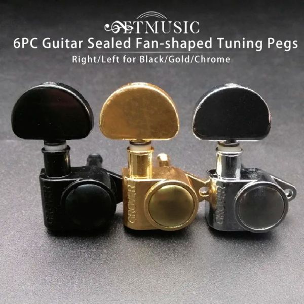 Cables 6pcs guitarra sellada fans sellada clavijas de sintonizador cabezales de máquina para sintonizador para piezas de guitarra eléctrica acústica Piezas de guitarra negra/dorado/cromado