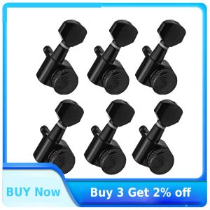 Kabels 6pcs Guitar String Pin Locking Tuners Tuning Pegs Machinekoppen Zwarte overbrengingsverhouding voor 6R inline voor akoestische gitarenaccessoires