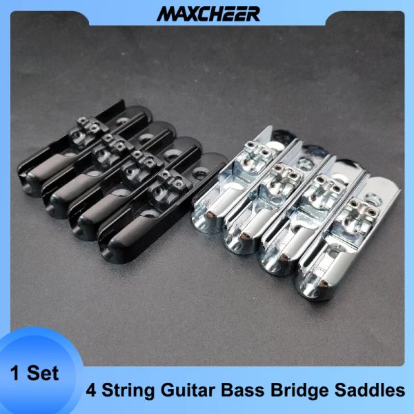 Câbles un ensemble 4pcs Single individuel pont se tas de taillon pour 4 cordes accessoires de guitare parties instrument de musique noir / chrome