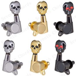 Câbles A Set 6 PCS Boutons de crâne ScelledGear String Tuning Pegs Keys Taillers Machine Heads for Guitar