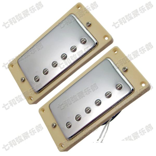 Câbles Un ensemble de 2 pick-ups de guitare Humbucker Double Coil Prise de cou de pont pour la guitare électrique (chromé de couverture crème)