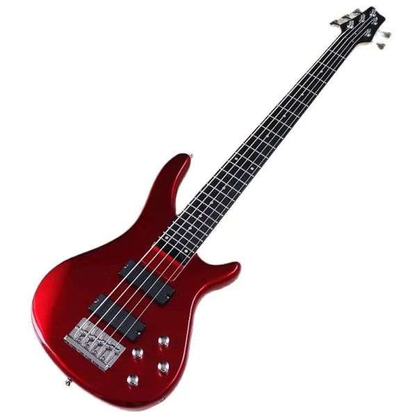 Câbles actifs 4 cordes guitare basse électrique guitare basse 43 pouces guitare haute finition du corps de basse solide rouge métallique avec Eq