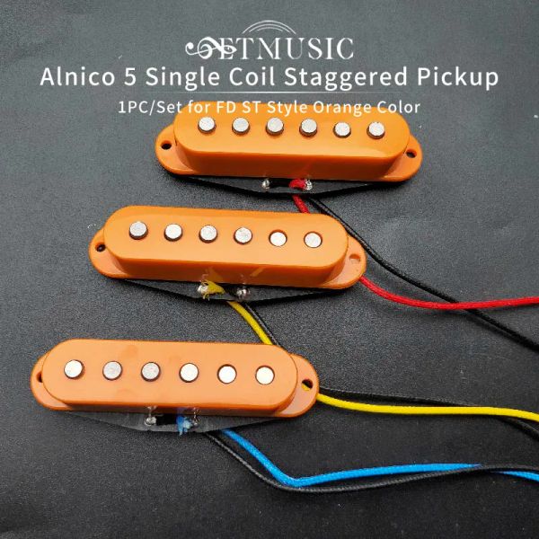 Câbles alnico 5 bobine simple bobine échelonnée en fibre de camionnette à bobine en fibre de guitare électrique / milieu / pont 50/50/52 mm pour Couleur FD St Orange