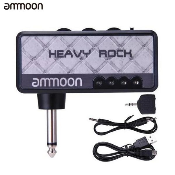 Cables Ammoon portátil Amplificador eléctrico Amp mini auriculares Amp Builtin Efecto de distorsión Accesorios de guitarra para amplificador de guitarra