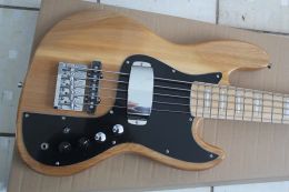 Câbles Best Price Vente chaude Nouveau style 5 cordes Natural Color Jazz Bass Guitare avec micros actifs 3 6