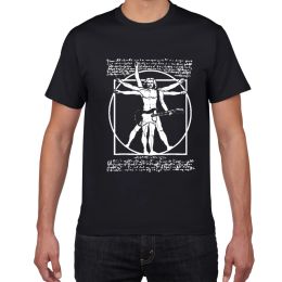 Cables da Vinci Guitar Funny T Shirt Men Vitruvian Man Rock Band Vintage Graphic Music Novelty Streetwear Men Tshirt Men Homme Top Tee