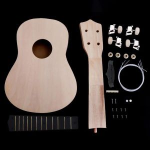 Cables DIY Ukulele Kit de 21 pulgadas Ciervo Sound Hole Basswood Soprano Hawaii Guitar Handwork Pintura para PadresChild Campaña