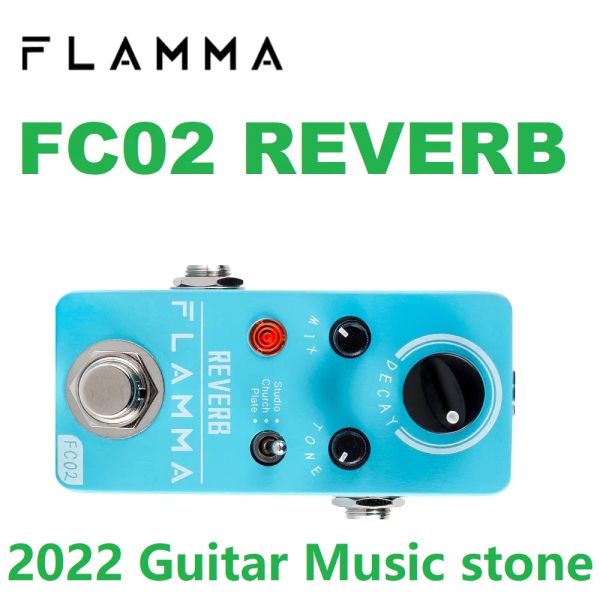 Cables Flamma FC02 Electric Guitar Pedal Reverb Effets Pédale avec des effets de plaque d'église Studio True Bypass avec alimentation électrique