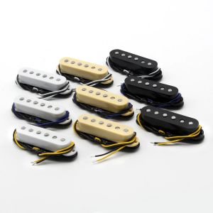 Câbles fleor 1 set échec Alnico 5 pick-up de guitare cou simple coul + milieu + position de pont noir / blanc / jaune pour choisir