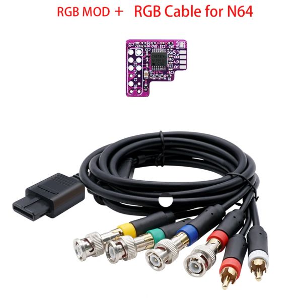 Câbles pour N64 Cable vidéo RCA Câble composite BNC non composant avec Kit RVB Mod pour les consoles NTSC N64