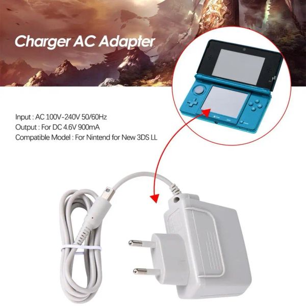 Câbles pour l'adaptateur Nintendo AC Charger EU Plug Charger 100V240V Adaptateur d'alimentation pour le chargeur Nintendo 3DS XL 2D