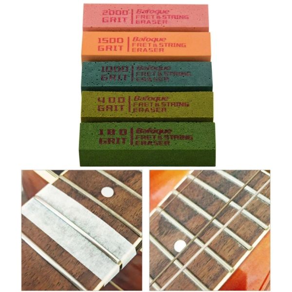 Câbles guitare Fret Polissing Erasers Abraisive Rubber Block Polissing Fret Wire 180400100015002000 GRIT Set de 5pcs Kits