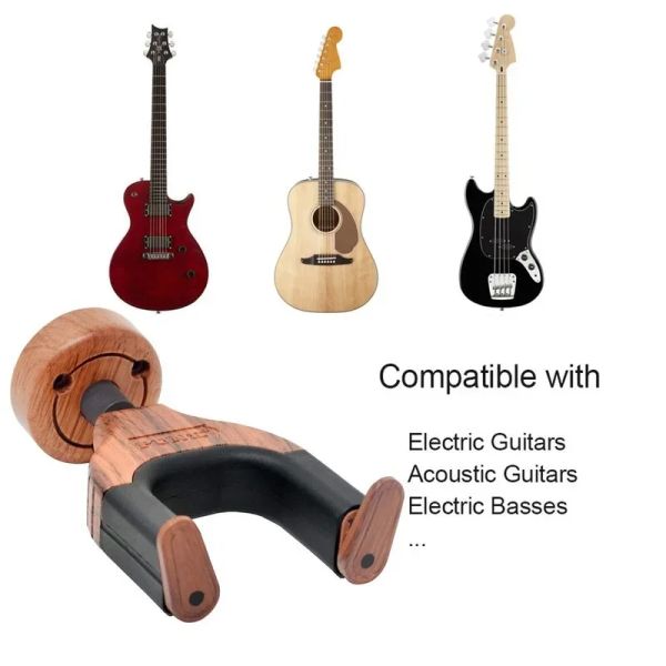 Cables Hangers de guitarra Soporte de gancho de goma Madera de goma soporte de pared para guitarras Bass Ukulele String Instrument Accessories