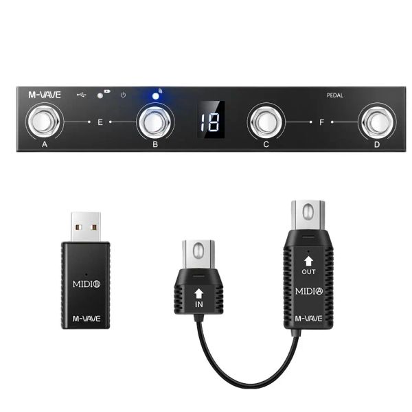 Câbles Guitar Pedal Programmable MIDI Contrôleur Prise en charge USB / Bluetooth; Système MIDI sans fil; pour le biais FX 2 / Zoom MS50G / G1XON